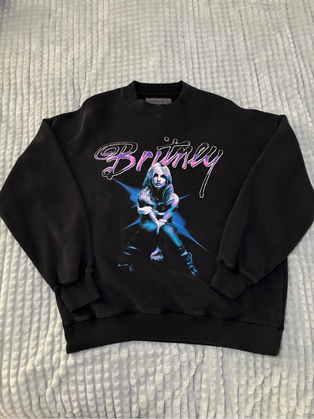 Abercrombie & Fitch Black Crewneck Sweatshirt with Pink & Blue Graphic